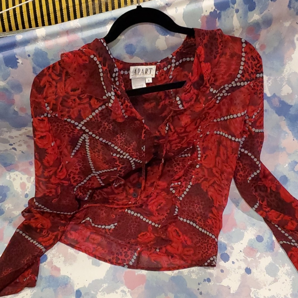 Apart Long Sleeve Button Down Leopard and Beads 6